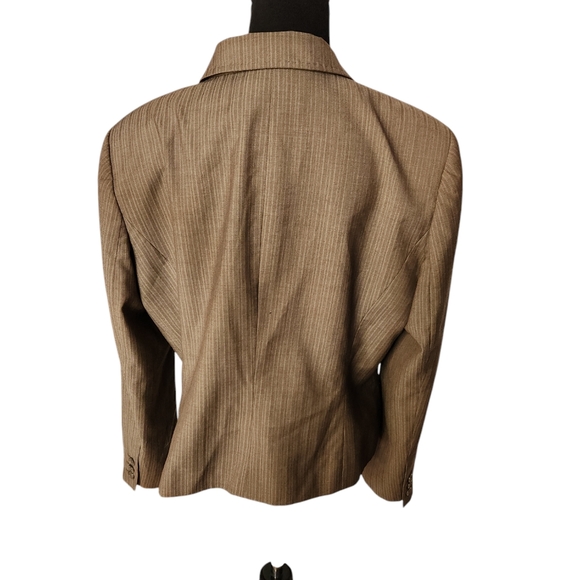 Anne Klein Brown Pin Stripe Cropped Jacket  Size 14 - Picture 7 of 7